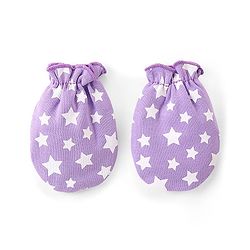 Babyhug 100% Cotton Knit Stars & Unicorn Printed Mittens Pack of 3 - Purple Pink & Yellow
