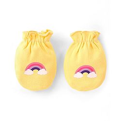 Babyhug 100% Cotton Knit Stars & Unicorn Printed Mittens Pack of 3 - Purple Pink & Yellow