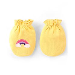 Babyhug 100% Cotton Knit Stars & Unicorn Printed Mittens Pack of 3 - Purple Pink & Yellow