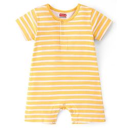 Babyhug 100% Cotton Knit Half Sleeves Striped  Romper Pack of 2- Multicolor