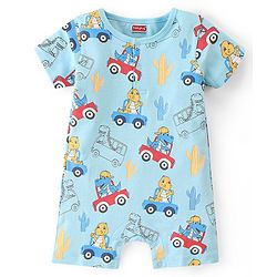 Babyhug 100% Cotton Knit Half Sleeves Striped  Romper Pack of 2- Multicolor