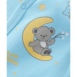 Babyhug 100% Cotton Knit Frill Sleeves Striped & Bear Printed Rompers Pack of 2 - Yellow & Blue