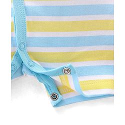 Babyhug 100% Cotton Knit Frill Sleeves Striped & Bear Printed Rompers Pack of 2 - Yellow & Blue