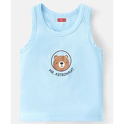 Babyhug 100 % Cotton Knit Sleeveless Sando with Striped & Teddy  Print Pack Of 3 - Yellow & Blue