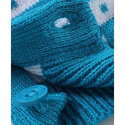 Babyhug Knitted Full Raglan Sleeves Striped & Floral Design Winter Wear Romper - Blue