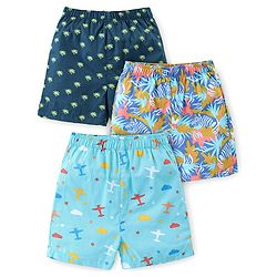 Babyhug Cotton Boxers Trees & Aeroplane Print Pack of 3 - Multicolour