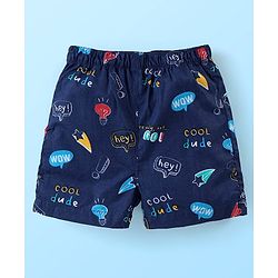 Babyhug Cotton Woven Boxer With Stars & Paper Airplane Print Pack Of 3 - Red Navy Blue & White