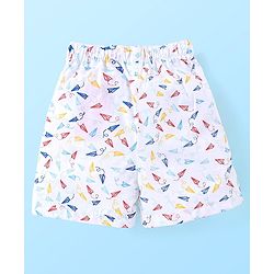 Babyhug Cotton Woven Boxer With Stars & Paper Airplane Print Pack Of 3 - Red Navy Blue & White