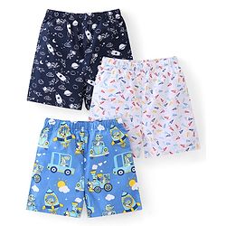 Babyhug Cotton Woven Paper Planes & Dino Printed Boxers Pack of 3 - Multicolour