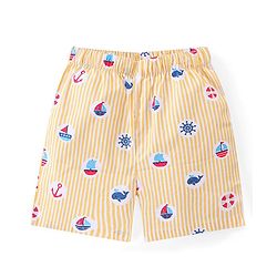 Babyhug Cotton Woven Boxers With Boat Print Pack of 3 - Multicolor