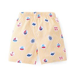 Babyhug Cotton Woven Boxers With Boat Print Pack of 3 - Multicolor