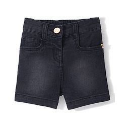 Babyhug Mid Thigh Length Solid Color Stretchable Denim Shorts - Black