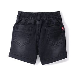 Babyhug Mid Thigh Length Solid Color Stretchable Denim Shorts - Black