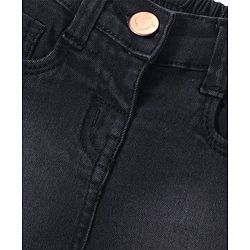 Babyhug Mid Thigh Length Solid Color Stretchable Denim Shorts - Black