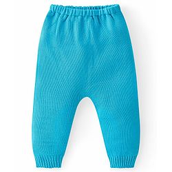 Babyhug Knit Full Sleeves All Over Design Hooded Sweater & Pant Set - Aqua Blue