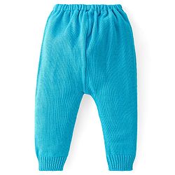 Babyhug Knit Full Sleeves All Over Design Hooded Sweater & Pant Set - Aqua Blue