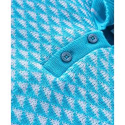 Babyhug Knit Full Sleeves All Over Design Hooded Sweater & Pant Set - Aqua Blue