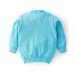 Babyhug Knitted Full Sleeves Sweater Set Heart Design - Aqua Blue