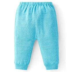 Babyhug Knitted Full Sleeves Sweater Set Heart Design - Aqua Blue