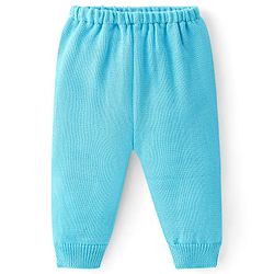 Babyhug Knitted Full Sleeves Sweater Set Heart Design - Aqua Blue