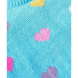 Babyhug Knitted Full Sleeves Sweater Set Heart Design - Aqua Blue