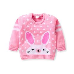 Babyhug Knitted Full Sleeves Sweater Set Bunny Design - Dark Pink
