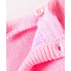 Babyhug Knitted Full Sleeves Sweater Set Bunny Design - Dark Pink