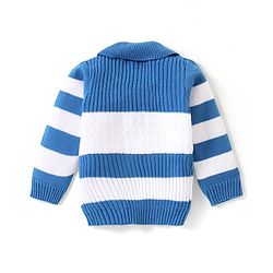 Babyhug Knitted Full Sleeves Striped Sweater Set - Blue