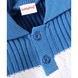 Babyhug Knitted Full Sleeves Striped Sweater Set - Blue
