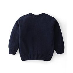 Babyhug Knitted Full Sleeves Sweater Set Penguin Design - Red & Navy Blue