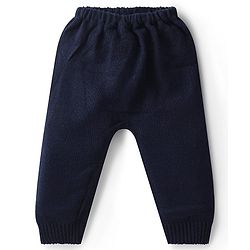 Babyhug Knitted Full Sleeves Sweater Set Penguin Design - Red & Navy Blue