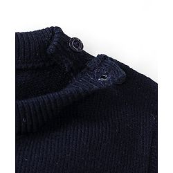 Babyhug Knitted Full Sleeves Sweater Set Penguin Design - Red & Navy Blue