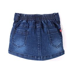 Babyhug Mid Thigh Length Solid Color Stretchable Denim Skirt - Dark Blue