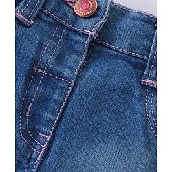 Babyhug Mid Thigh Length Solid Color Stretchable Denim Skirt - Dark Blue