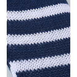 Babyhug Knit Striped Footed Fleece & Woollen Bottom - Navy Blue