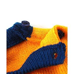 Babyhug  Knitted Full Sleeves Pullover Sweater with Alphabet Embroidery  - Blue Yellow & White