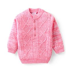 Babyhug Knitted Full Sleeves Pullover Sweater Cable Knit Design - Pink