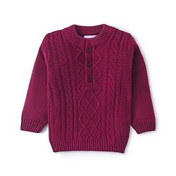 Babyhug Knitted Full Sleeves Pullover Sweater with Cable Knit Design -Red