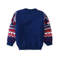 Babyhug Full Sleeves Sweater Vehicle Design - Navy Blue