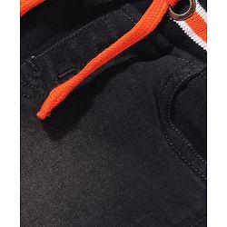Babyhug Above Knee Length Denim Washed Bermuda  with Stretch Solid  Colour -Grey