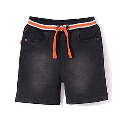 Babyhug Above Knee Length Denim Washed Bermuda  with Stretch Solid  Colour -Grey