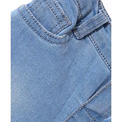 Babyhug Above Knee Length Denim Washed Bermuda with Stretch Solid Colour - Dark Blue