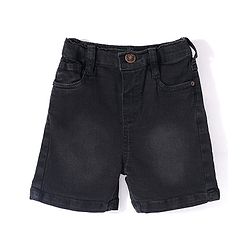 Babyhug Above Knee Length Denim Washed Bermuda with Stretch Solid Colour - Dark Blue