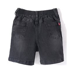 Babyhug Above Knee Length Denim Washed Bermuda with Stretch Solid Colour - Dark Blue