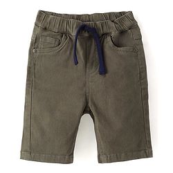Babyhug Twill Woven Knee Length With Stretch Washed Jamaican - Olive Green