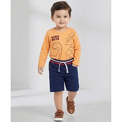 Babyhug Twill Woven Knee Length With Stretch  Washed Jamaican - Navy Blue