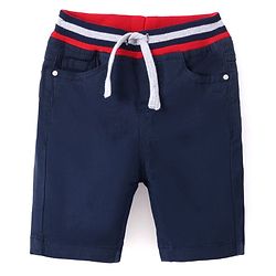 Babyhug Twill Woven Knee Length With Stretch  Washed Jamaican - Navy Blue