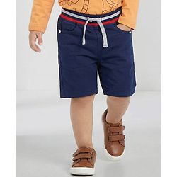 Babyhug Twill Woven Knee Length With Stretch  Washed Jamaican - Navy Blue