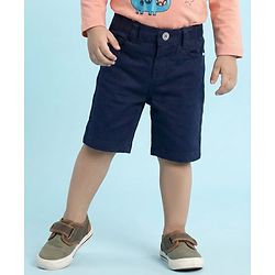 Babyhug Twill Woven Knee Length With Stretch Washed Jamaican - Navy Blue