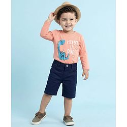 Babyhug Twill Woven Knee Length With Stretch Washed Jamaican - Navy Blue